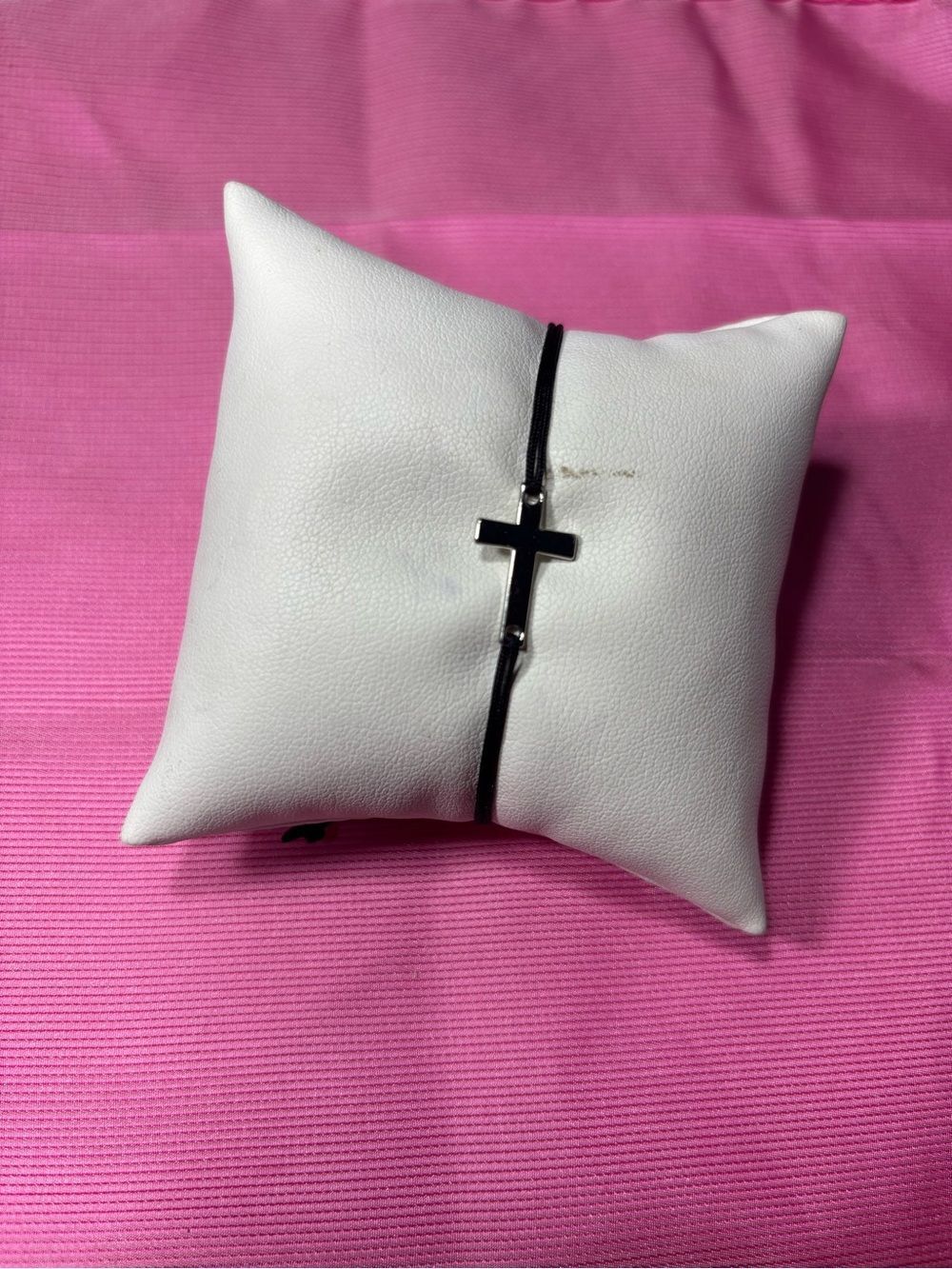 New Simple Cross Cord Bracelet in Black Adjustable